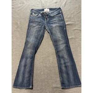 BIGSTAR Liv Boot Style Jeans Women Blue Wash Denim Size 28R Embellished Pockets